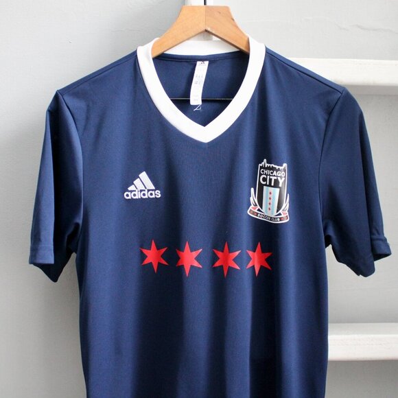 Adidas Blue Red White City Of Chicago Soccer Club Jersey Medium - Picture 3 of 5